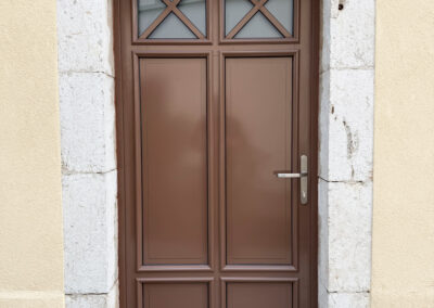 Porte Bois-Aluminium, RAL 8025, Bois de Rose 1